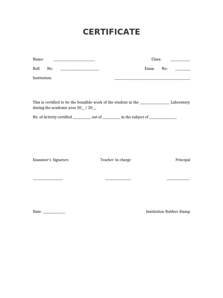 Student Laboratory Certificate Template | PDF