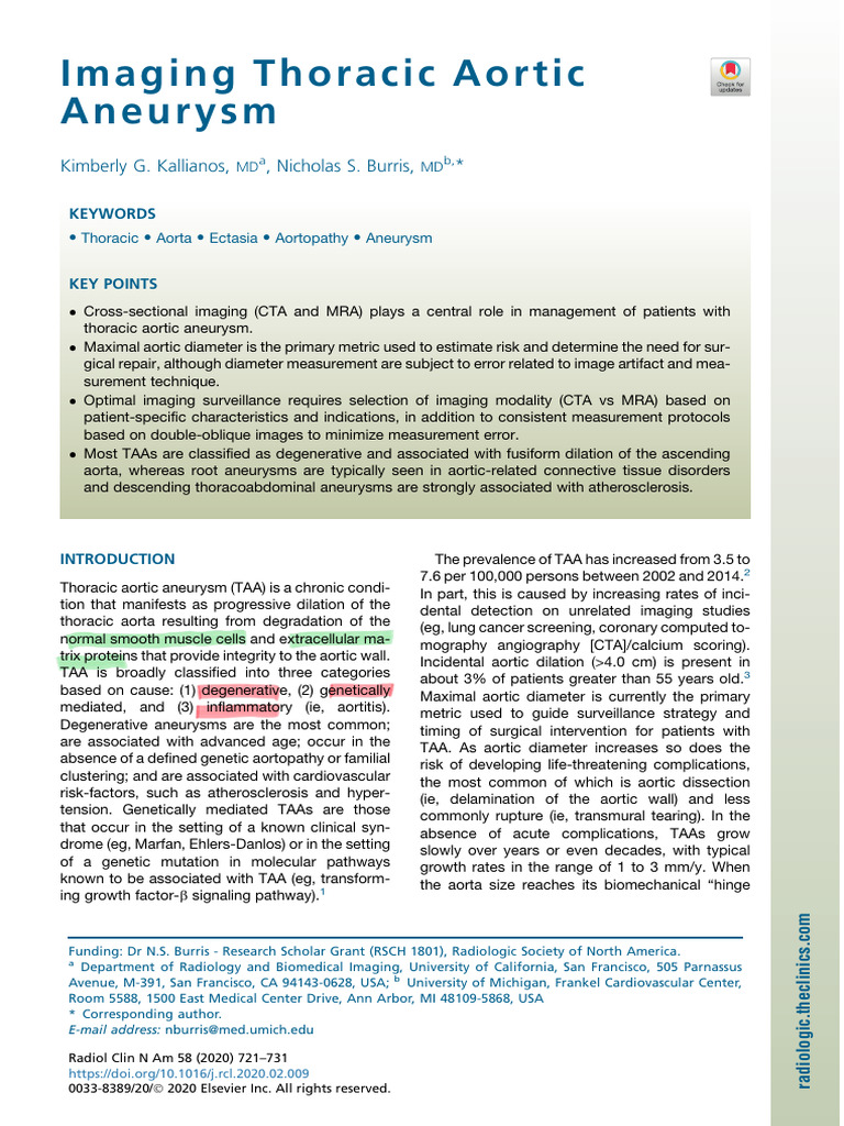 Imaging Techniques for Thoracic Aortic Aneurysm | PDF | Aorta | Atheroma