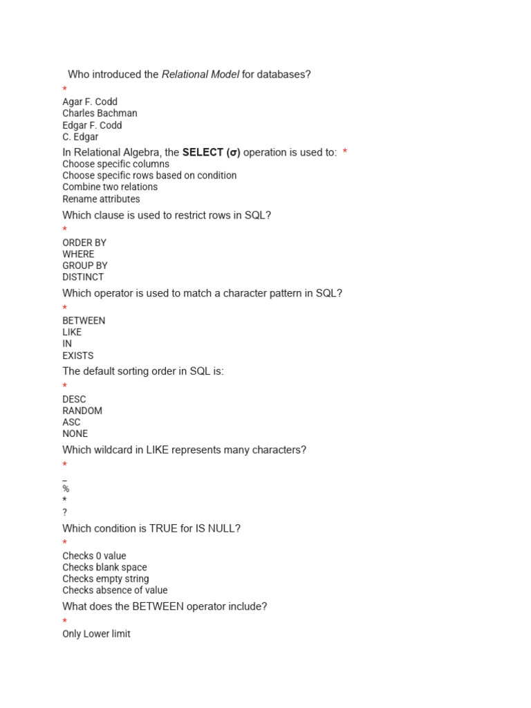 Database Mcq Practice | PDF | Databases | Relational Model
