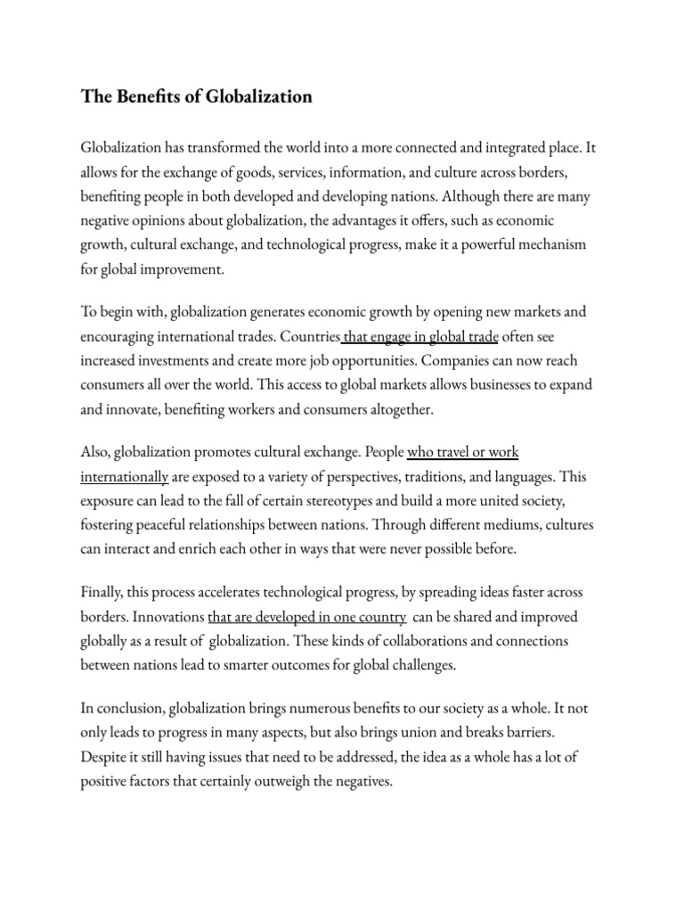 Benefits of Globalization Explained | PDF | Globalization | Innovation