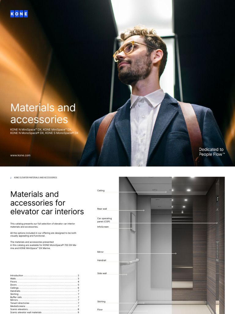 KONE Elevator Interior Materials Guide | PDF | Elevator | Steel