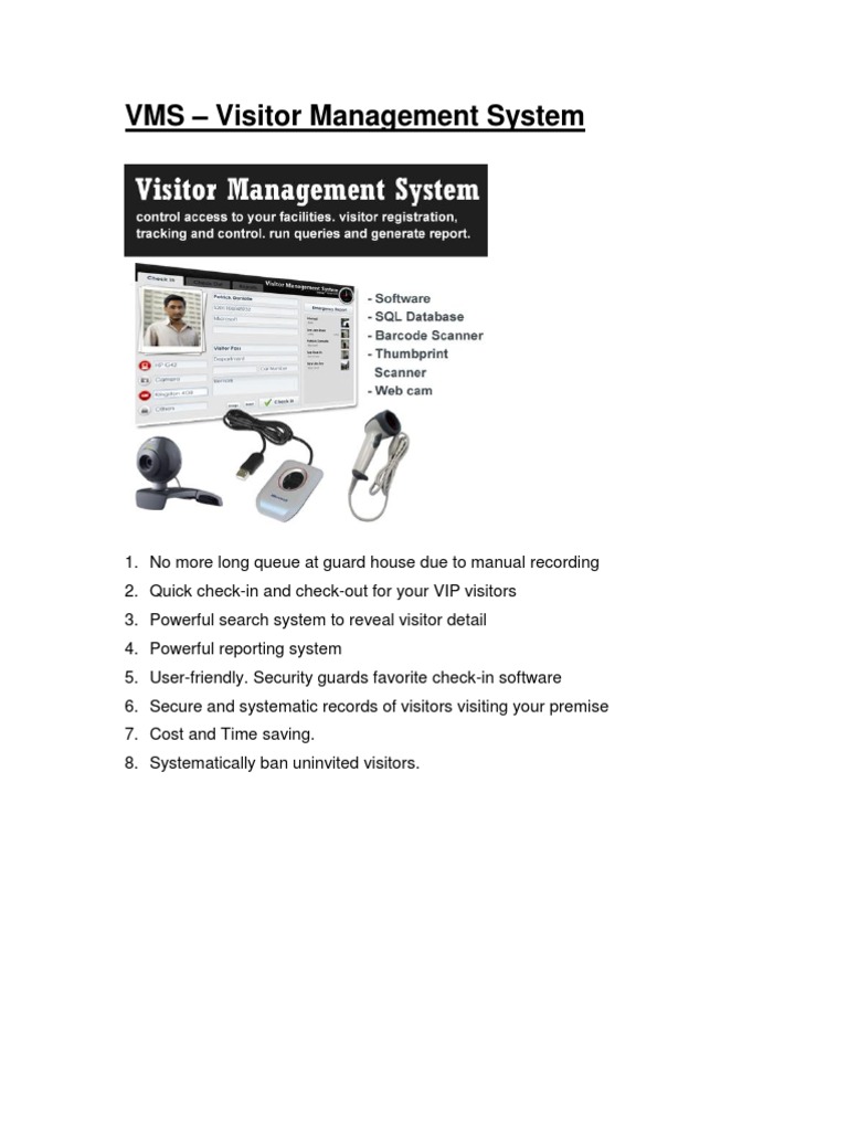 Visitor Management System Overview | PDF | Spreadsheet | Databases