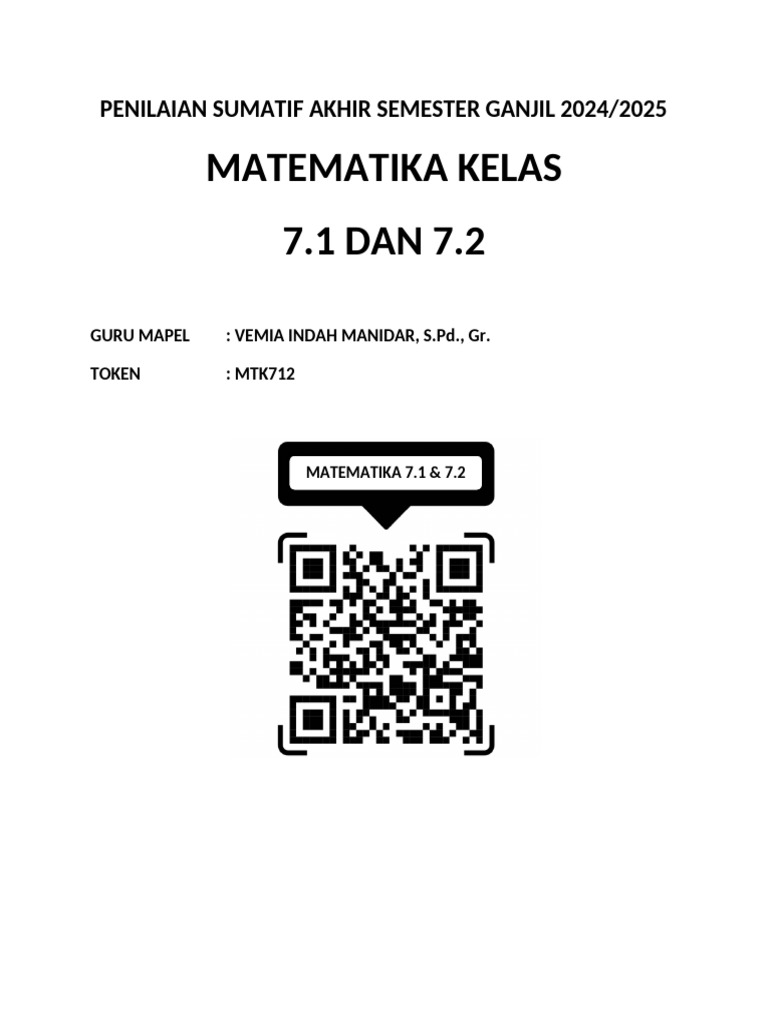 Penilaian Sumatif Akhir Semester Ganjil 2024 | PDF