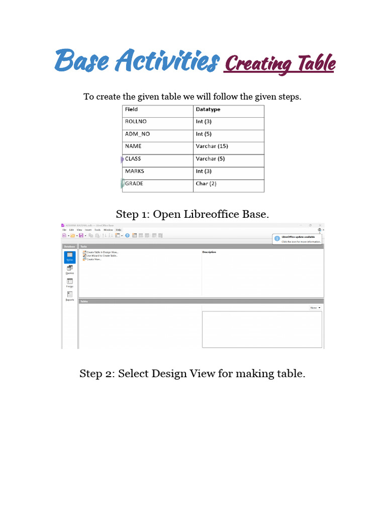 Create Tables, Forms, and Reports in Base | PDF | Human–Computer ...