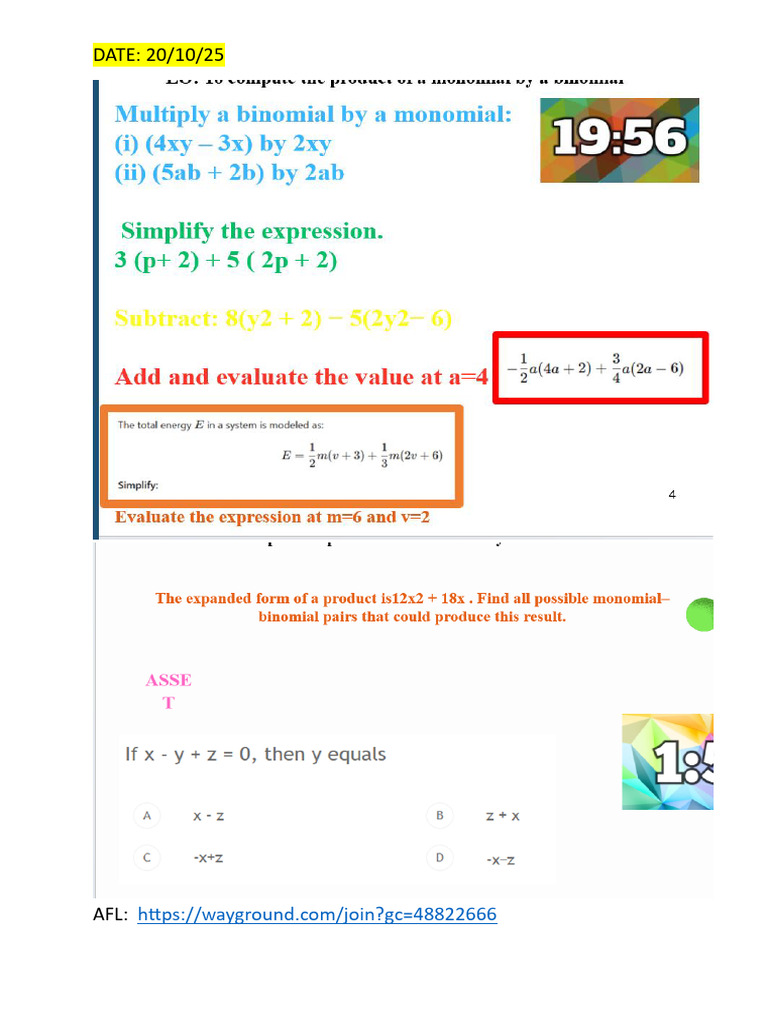 Algebraic Expression 2 | PDF
