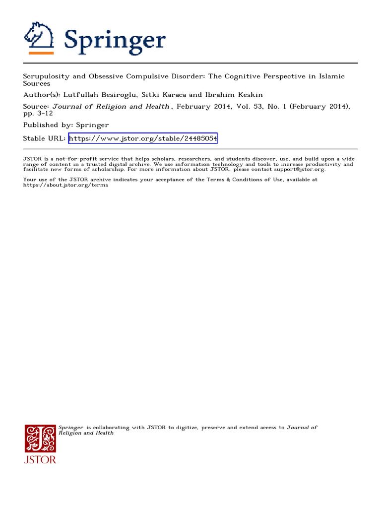 Scrupulosity in Islamic OCD Perspectives | PDF | Obsessive–Compulsive ...