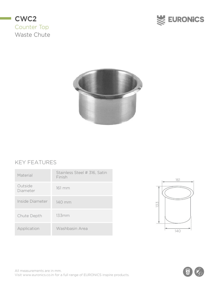EURONICS CWC2 Waste Chute Specs | PDF