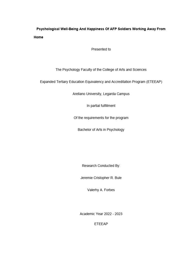 Forbes Bule | PDF | Well Being | Sampling (Statistics)