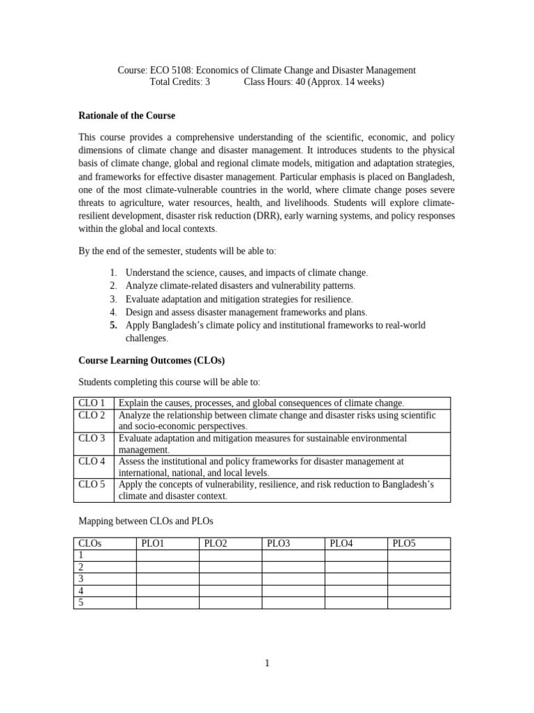 Cirruculum - 5108 - Economics of Climate Change and DIsaster Management ...