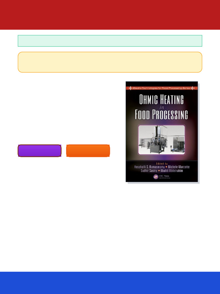 Ohmic Heating in Food Processing 1st Edition Hosahalli S. Ramaswamy ...