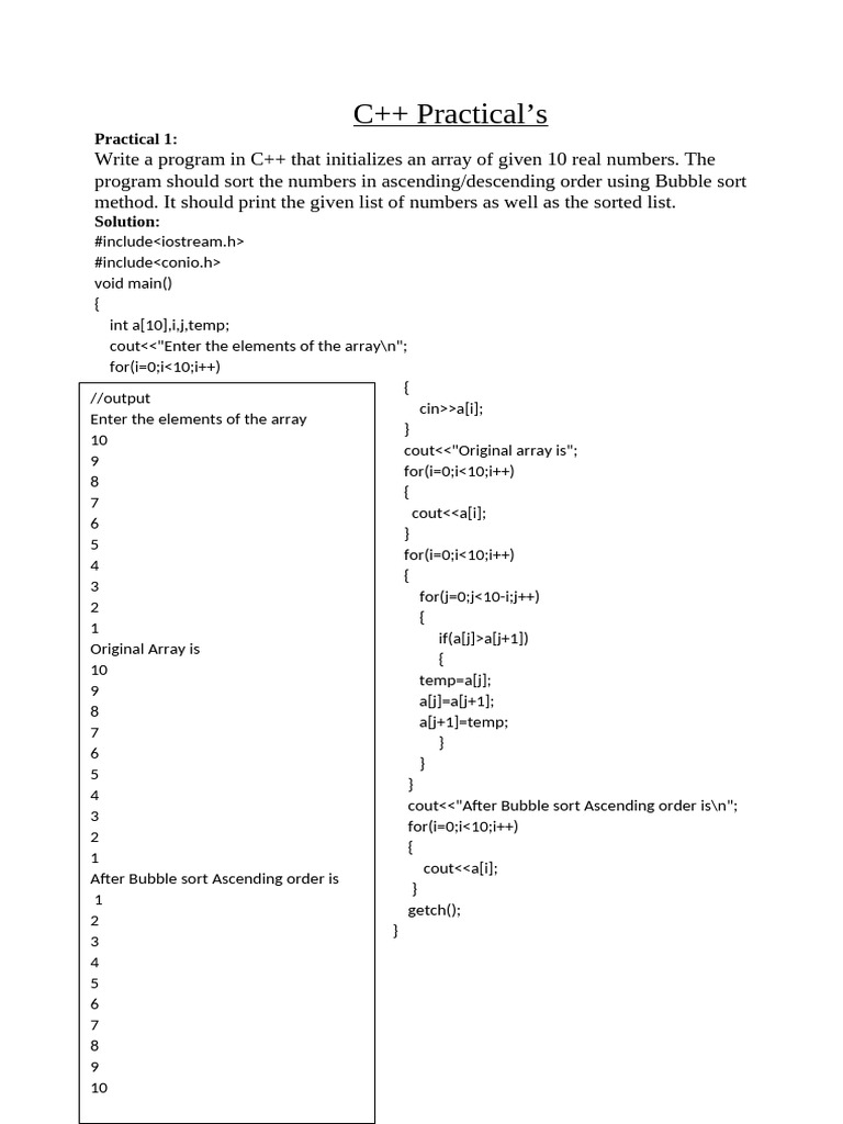 C++ Programming Practical Exercises | PDF | Computer Programming ...
