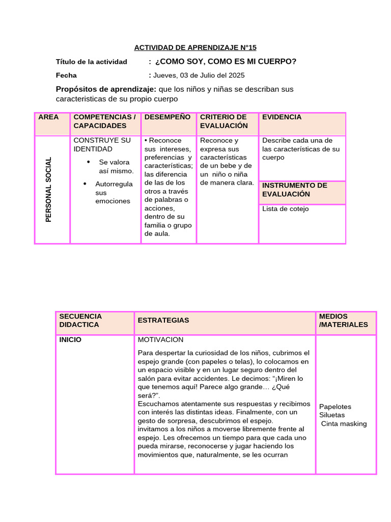 ACTIVIDA DE APRENDIZAJE N°15 | PDF | Aprendizaje | Ciencia cognitiva