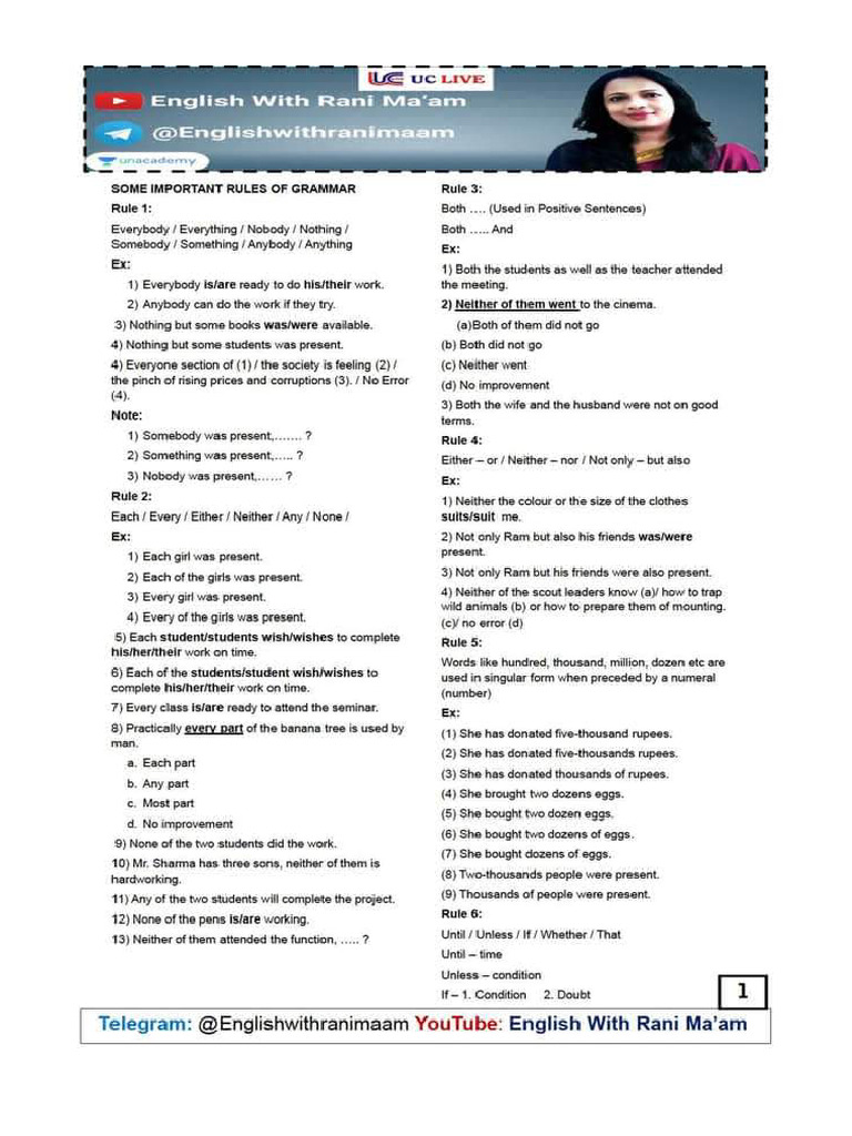 All 60 Rules of Grammar | PDF