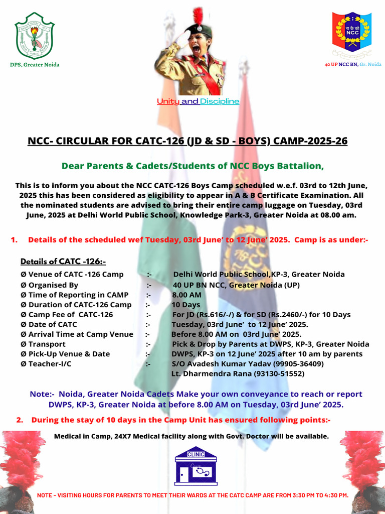 NCC-CATC-126 Camp Requirements & Instructions For JD & SD 2nd Year ...