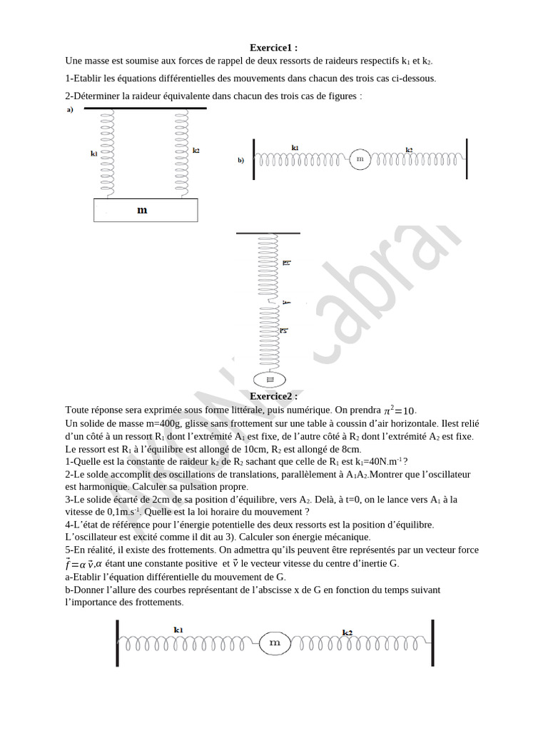 Dynamique des ressorts et oscillations | PDF