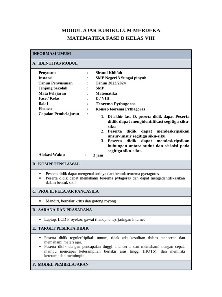 Modul Ajar Kurikulum Merdeka | PDF