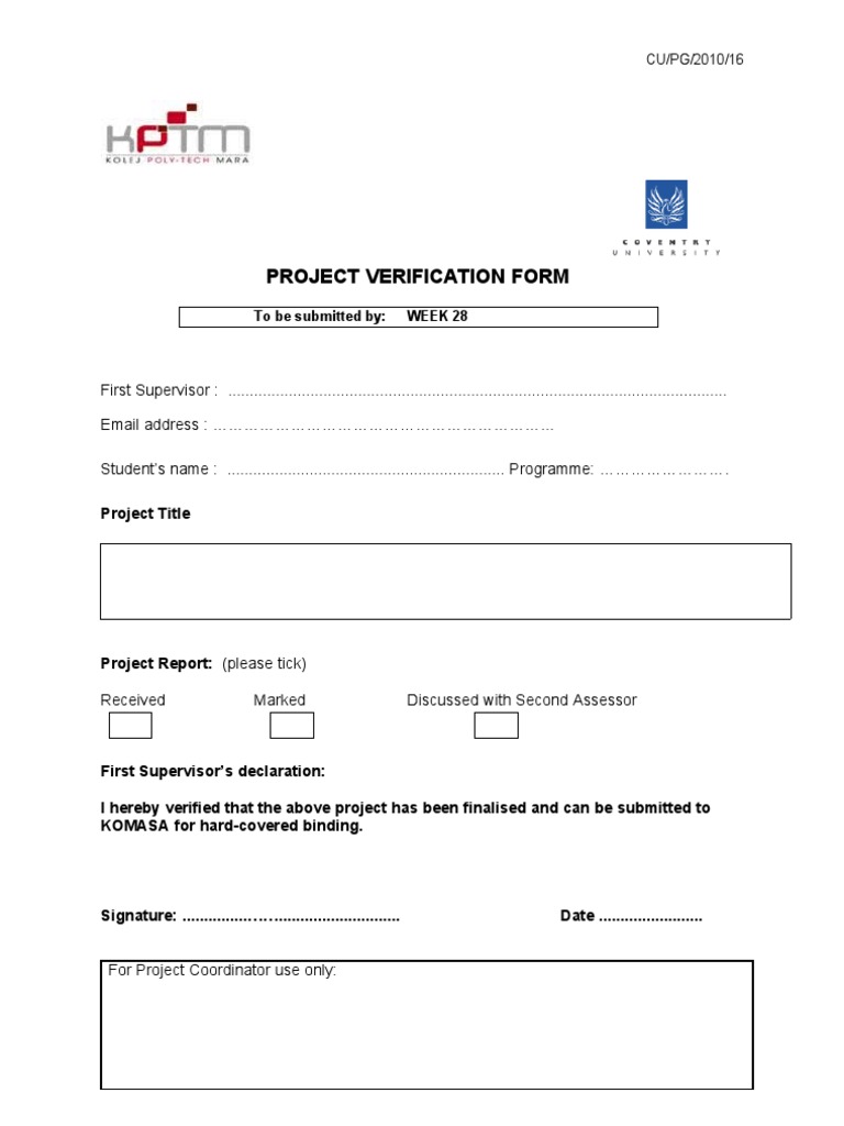 Project Verification Form Submission | PDF