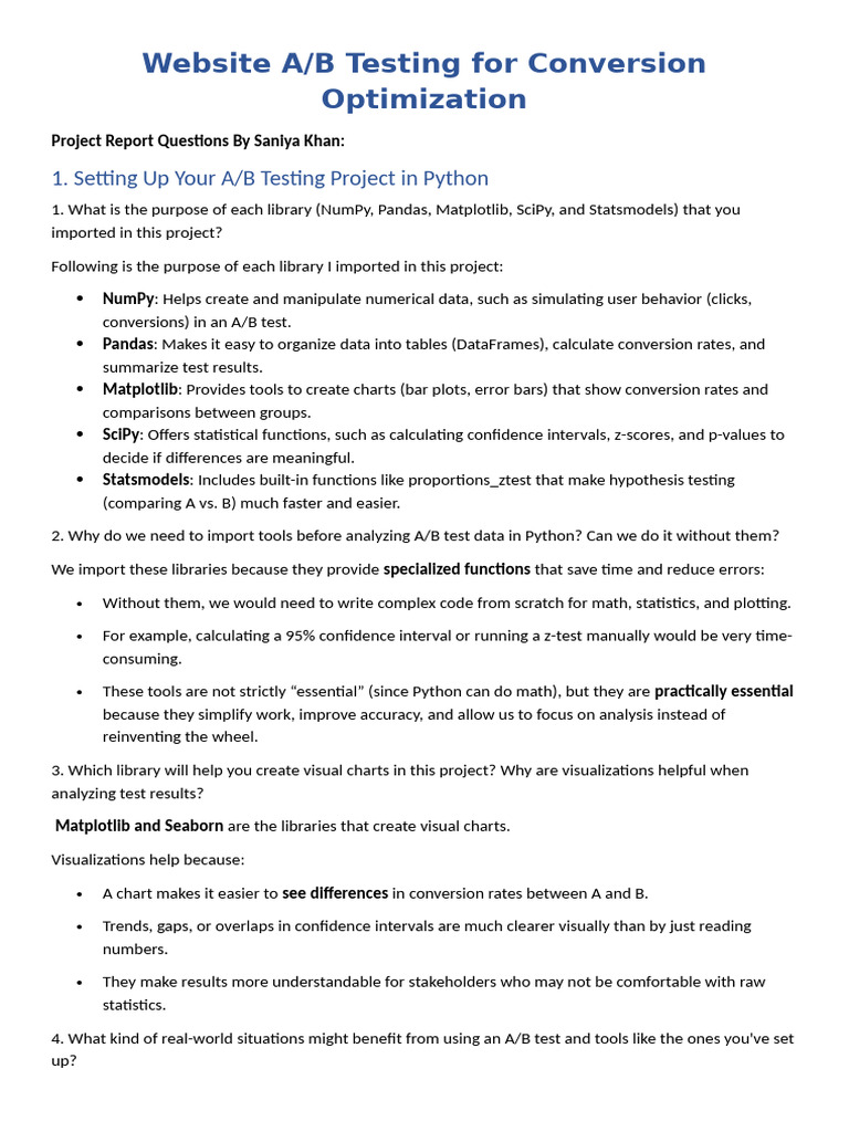 website-ab-test-report-file | PDF | P Value | Statistics