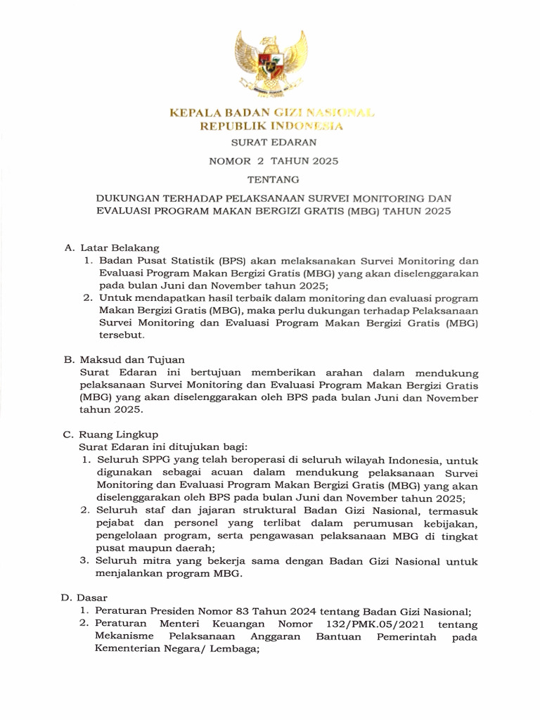 Surat Edaran MBG | PDF