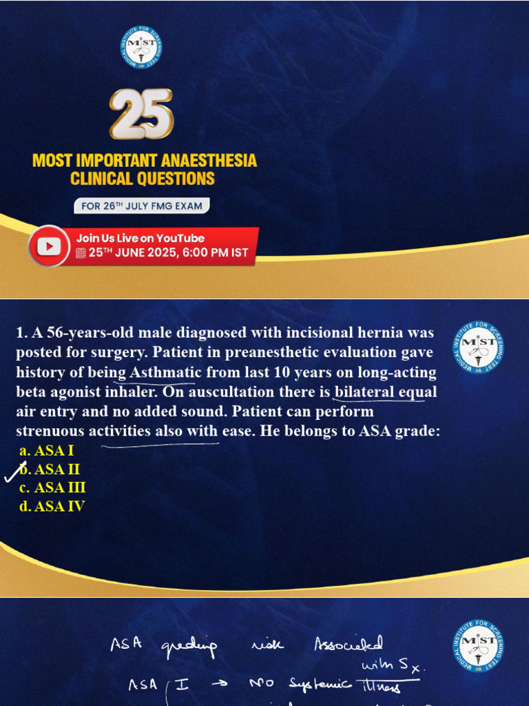 Anesthesia and Surgical Risk Assessment | PDF | Clinical Medicine ...