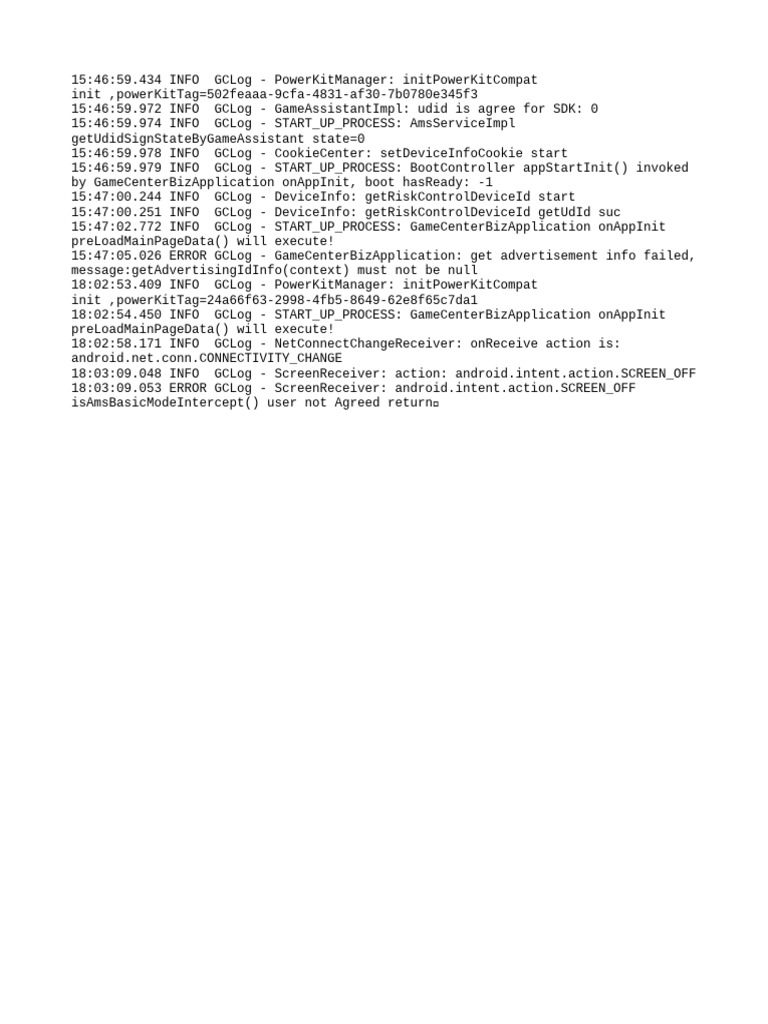 Game Center Initialization Log Analysis | PDF