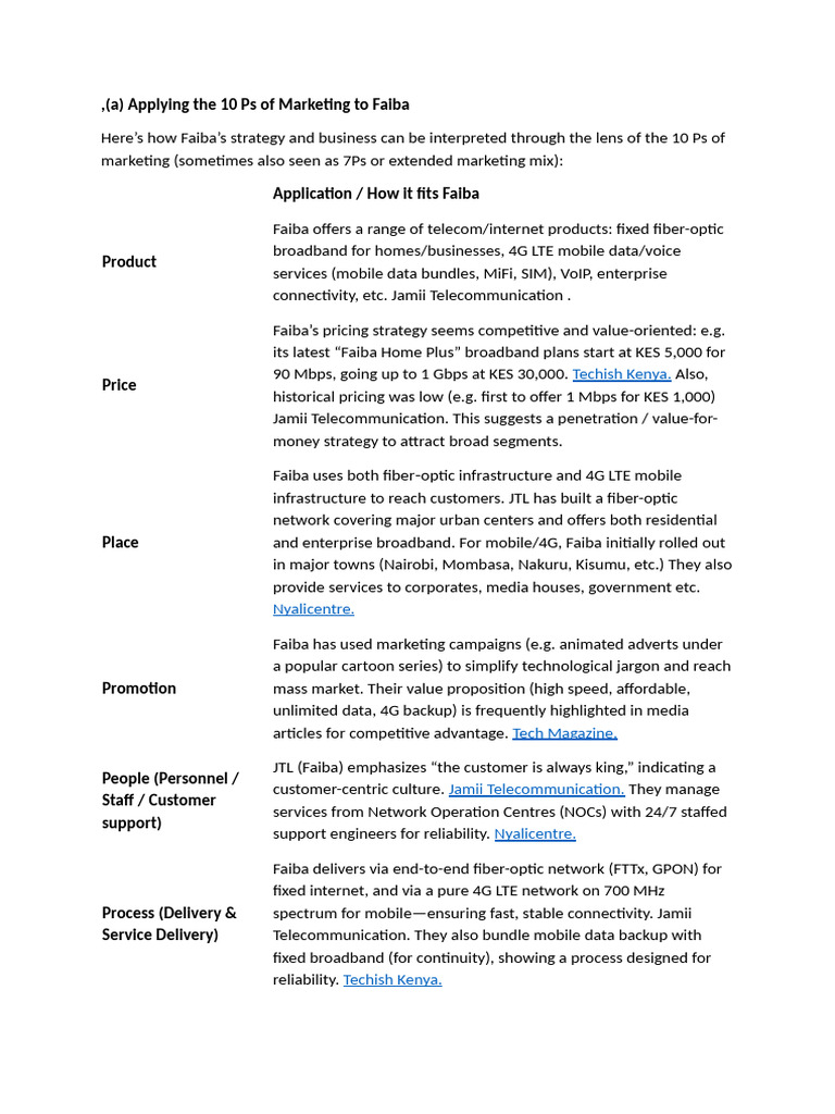 Faiba's Marketing Strategy Analysis | PDF | Internet Access | 4 G