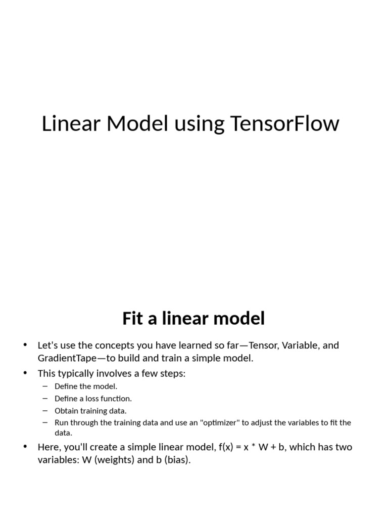 Build a Linear Model with TensorFlow | PDF