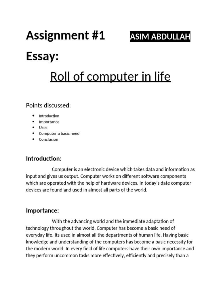 Importance of Computers in Daily Life | PDF | Computer Engineering ...