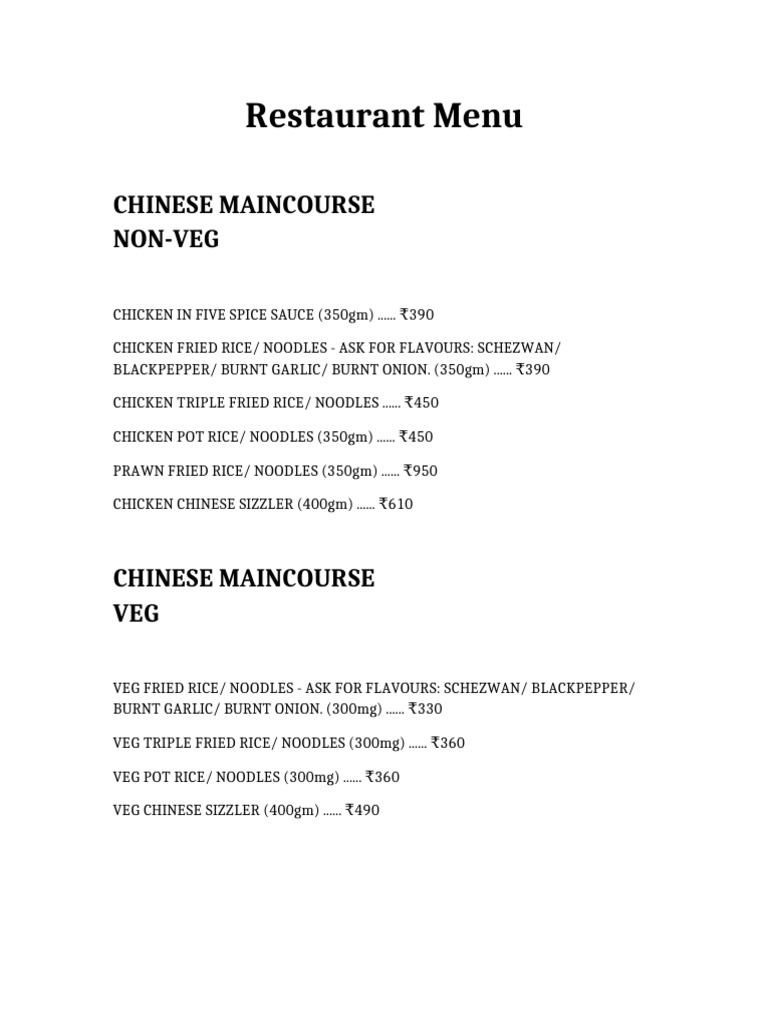 Diverse Restaurant Menu Options | PDF | Italian Cuisine | Chinese Cuisine