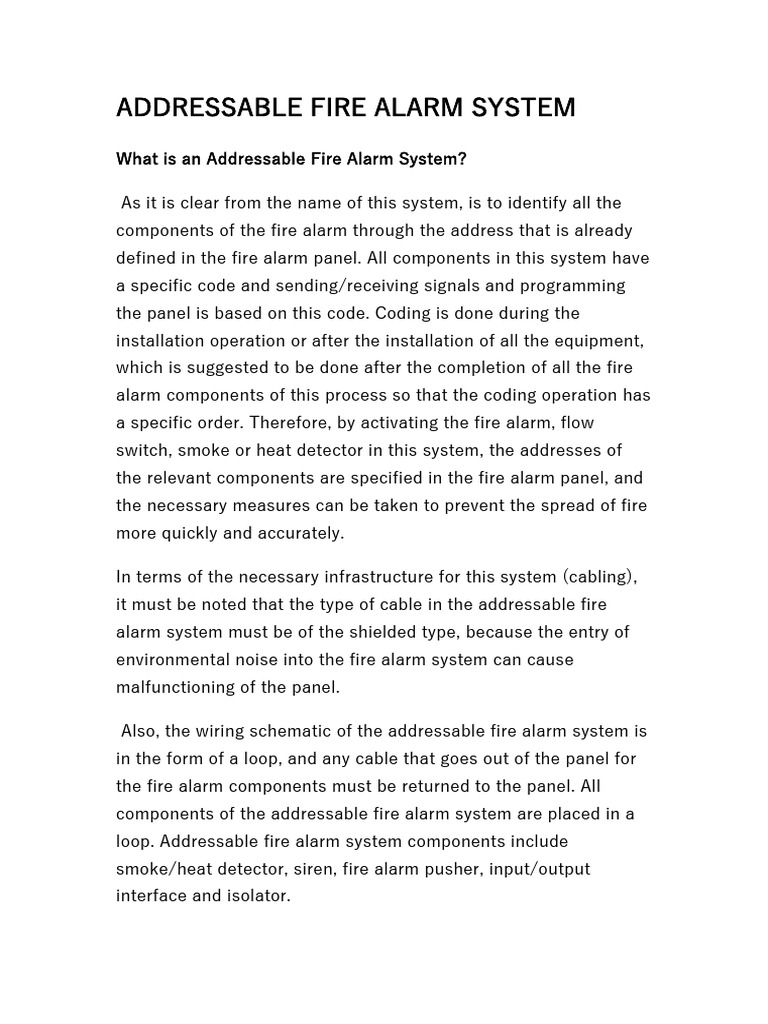Addressable Fire Alarm System Guide | PDF | Equipment | Computer ...
