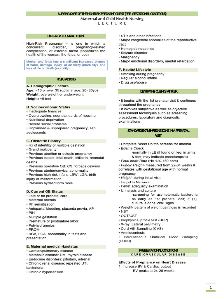1 Pre Gestational Condition 1 | PDF | Diabetes | Hyperglycemia