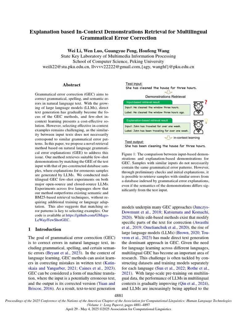 Multilingual GEC via Explanation-Based Retrieval | PDF | Computing ...