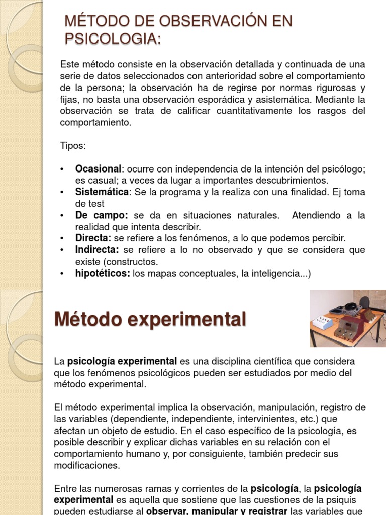 Método experimental en psicología Método científico