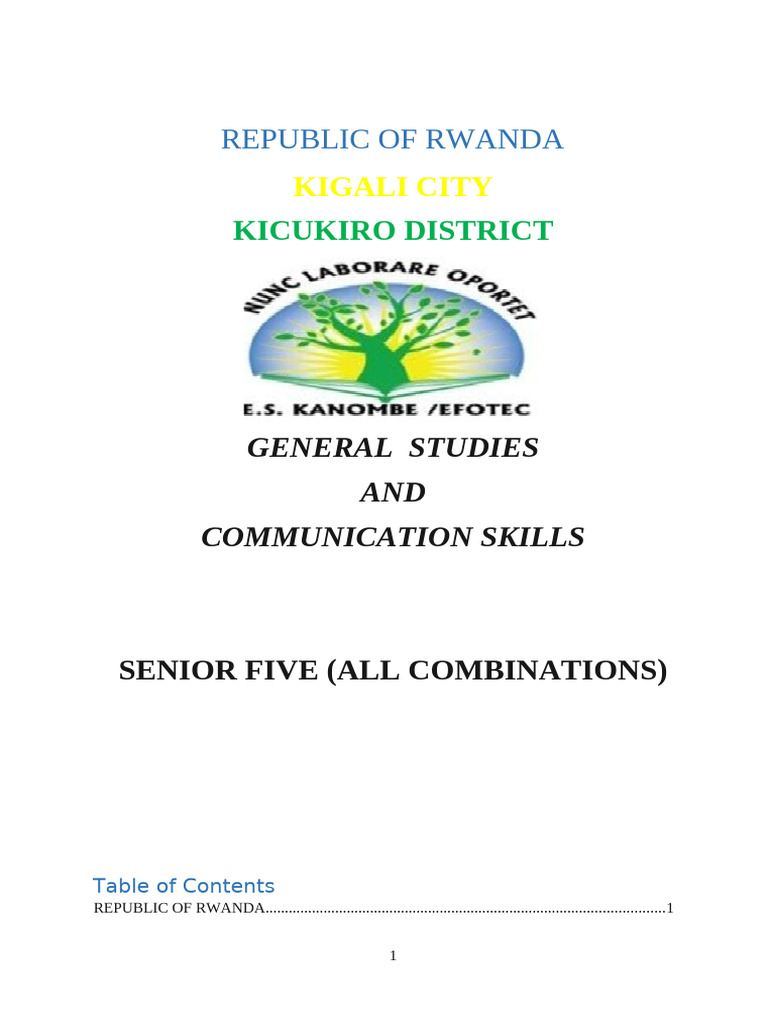 Rwanda Senior Five General Studies Guide | PDF | Leadership | Governance