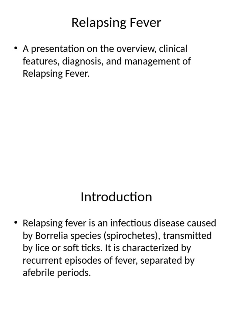 Relapsing Fever Overview and Management | PDF