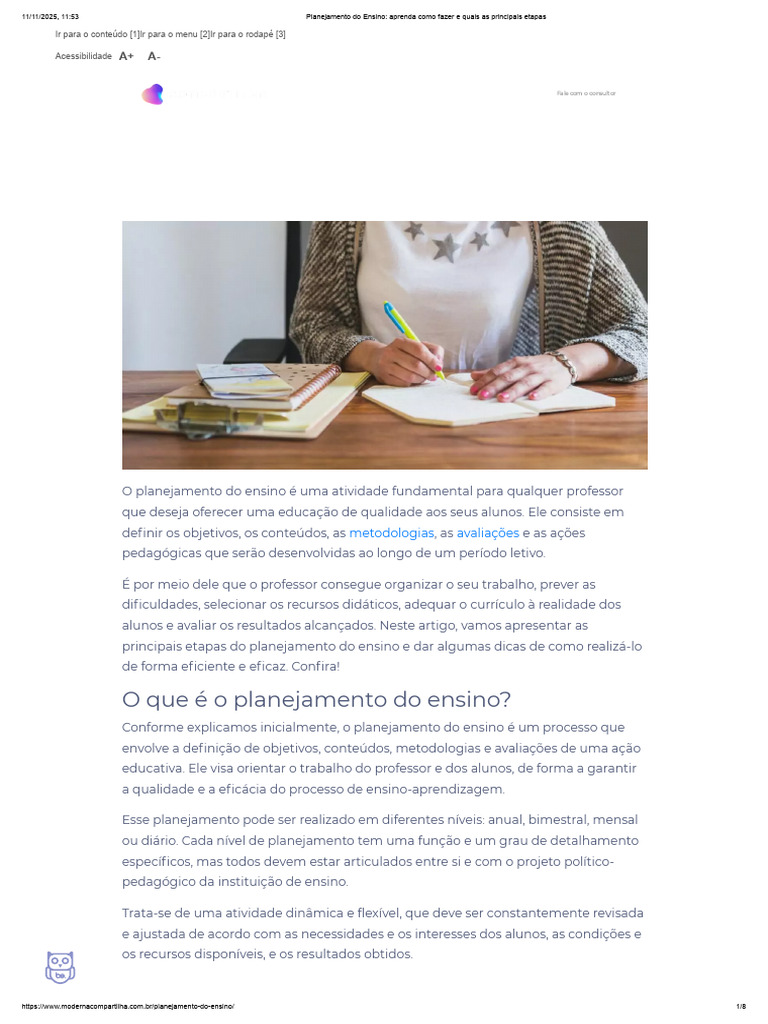 Etapas do Planejamento do Ensino | PDF | Pedagogia | Planejamento