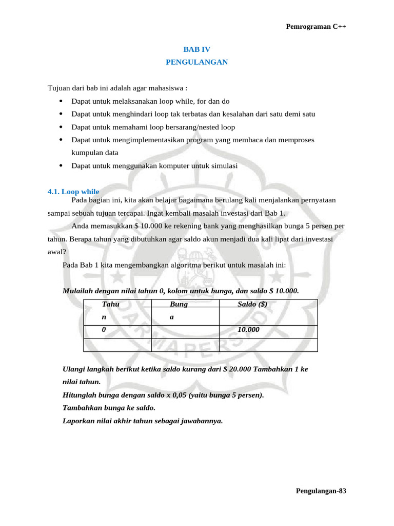 Pengulangan dalam Pemrograman C++ | PDF