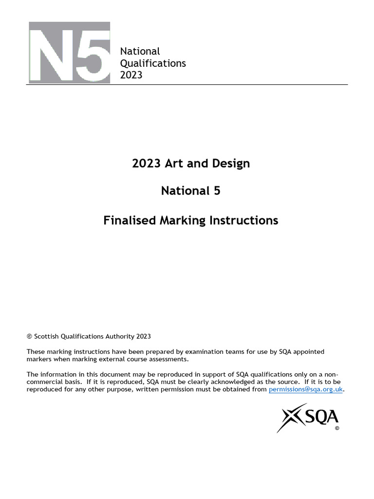 National 5 Art and Design Marking Guide | PDF | Composition (Visual ...