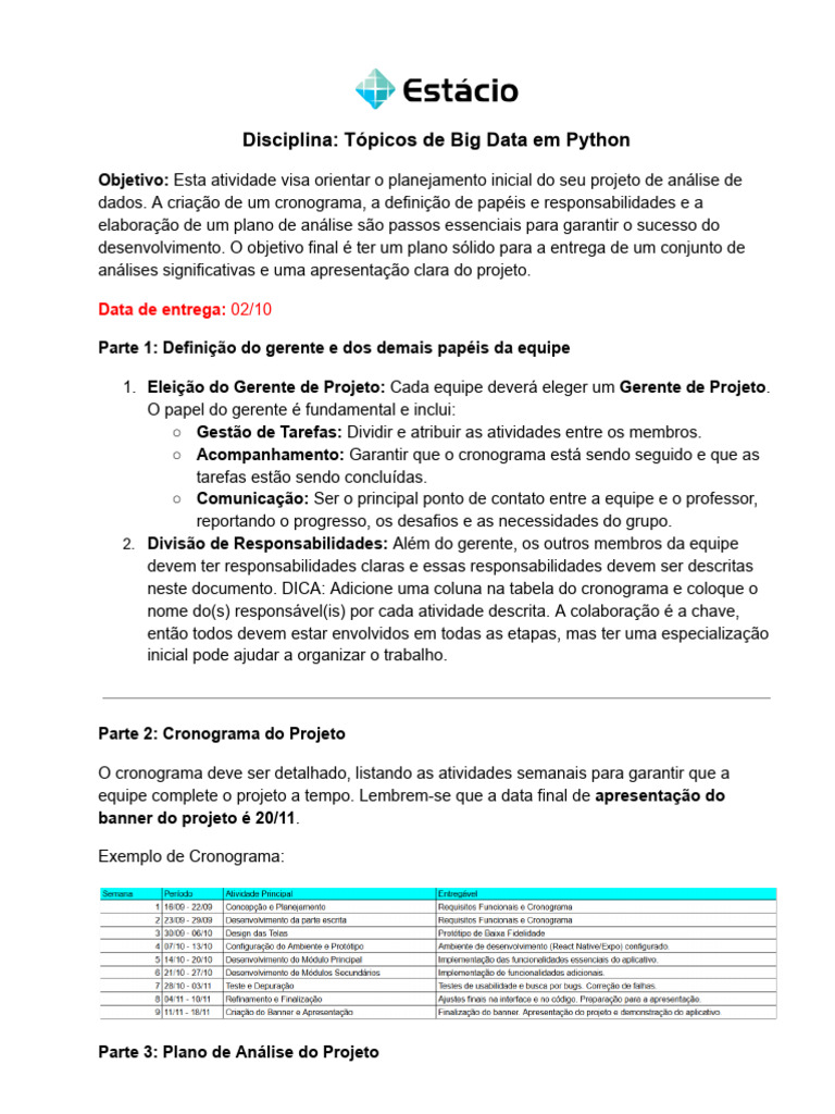 Planejamento de Projeto em Big Data | PDF