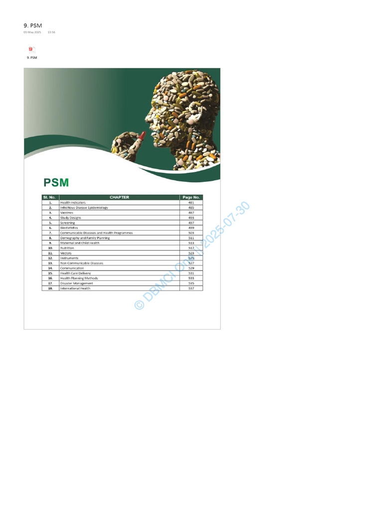 PSM Quick Notes Overview | PDF