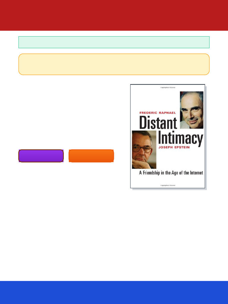 Distant Intimacy A Friendship in The Age of The Internet 1st Edition ...