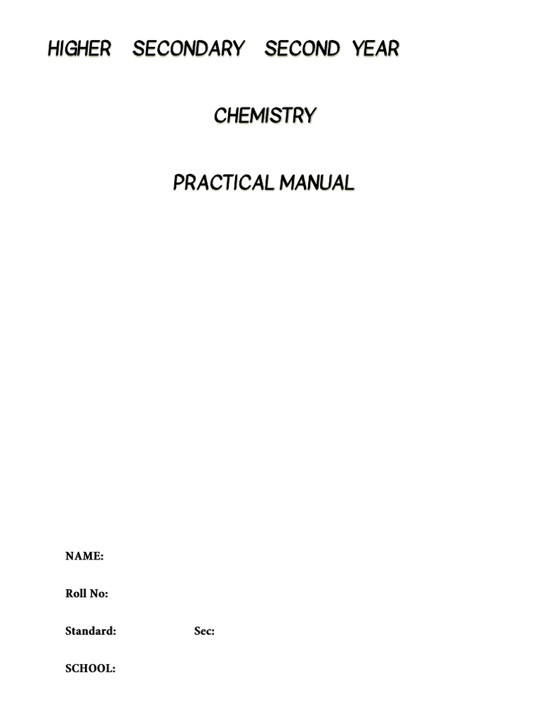 12 STD E.M Practical Manual 2024 - 25 | PDF | Chemical Substances ...