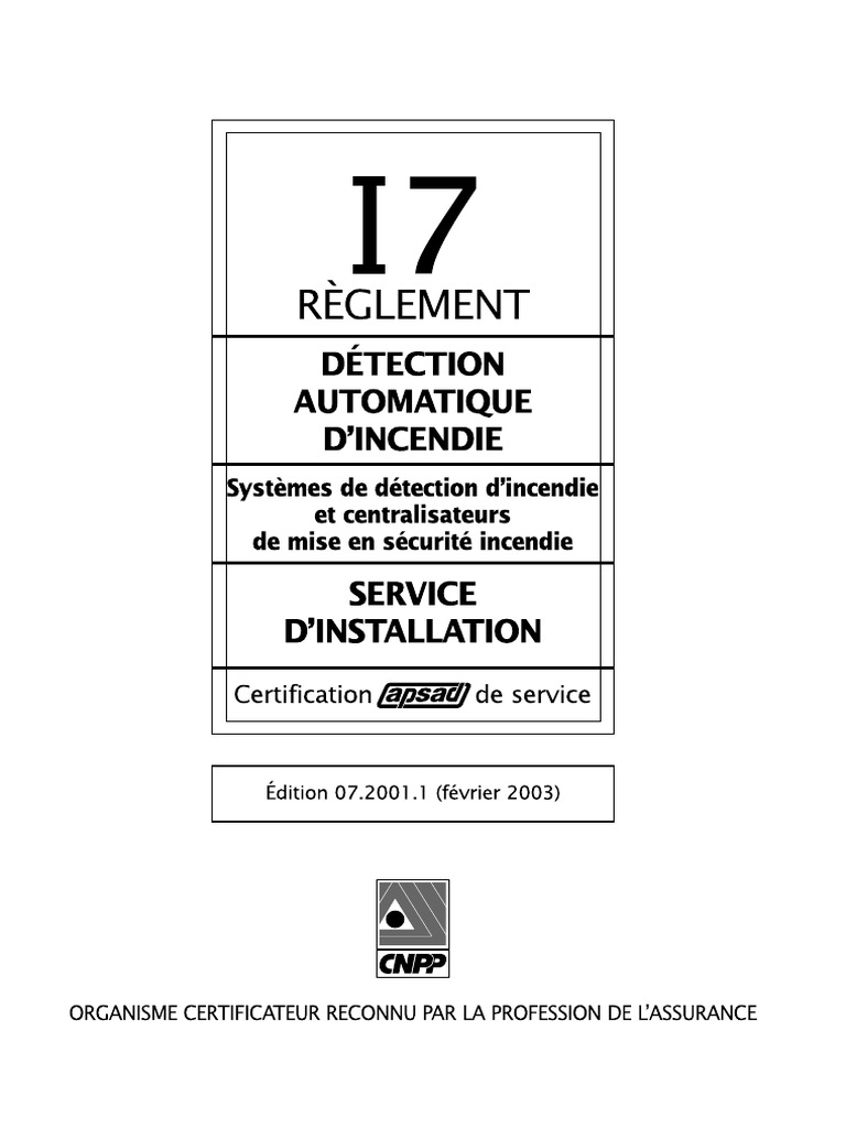 Certification APSAD pour systèmes incendie | PDF | Sécurité | Assurance