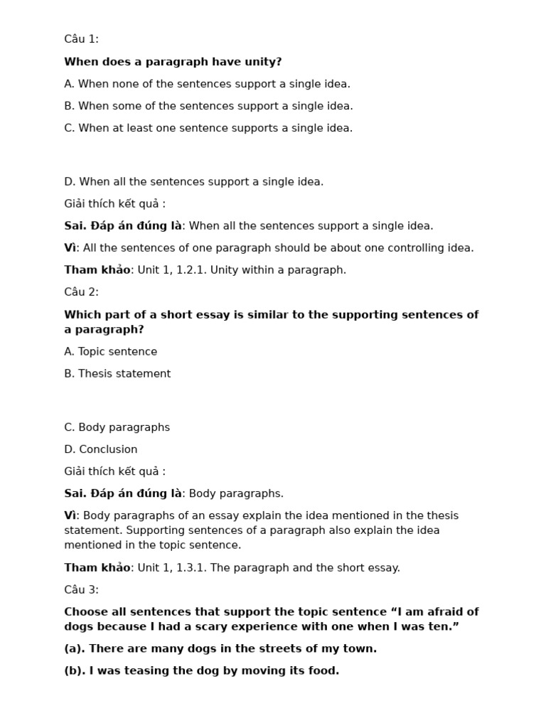 Understanding Paragraph Unity and Structure | PDF | Sentence ...