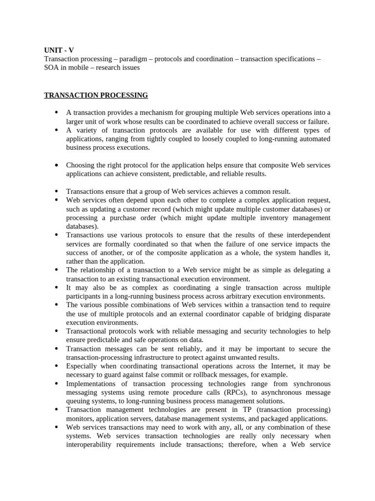 SOA UNIT-V Study Material | PDF | Database Transaction | Databases