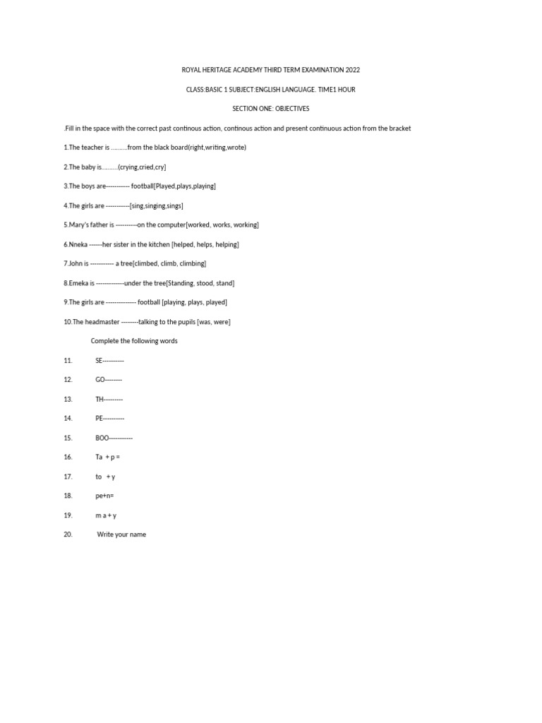 Basic 1 Englsh Language | PDF