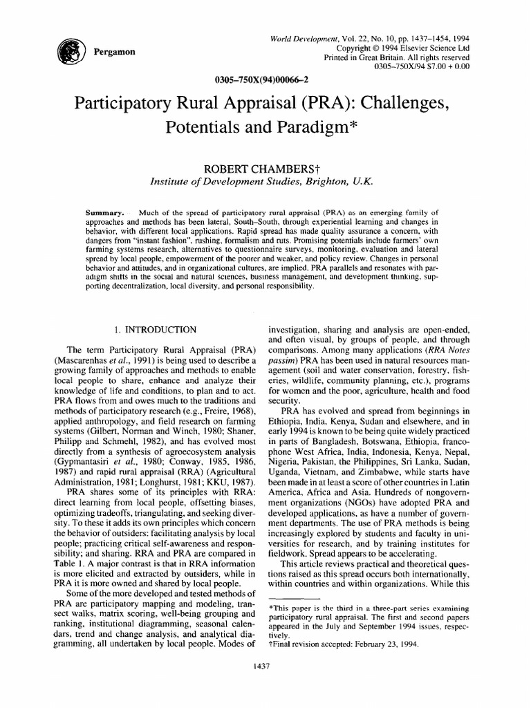 Participatory_rural_appraisal_PRA_Challe | PDF | Survey Methodology
