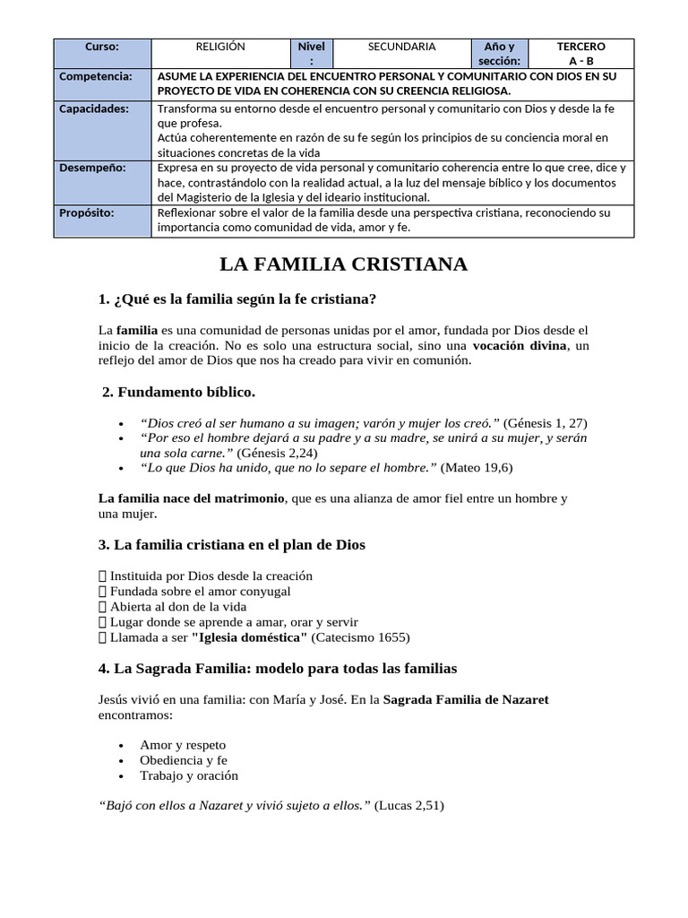 La Familia Cristiana en la Fe Católica | PDF | Amor | Fe