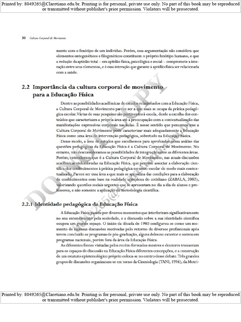 Cultura Corporal de Movimento 31 a 36 | PDF