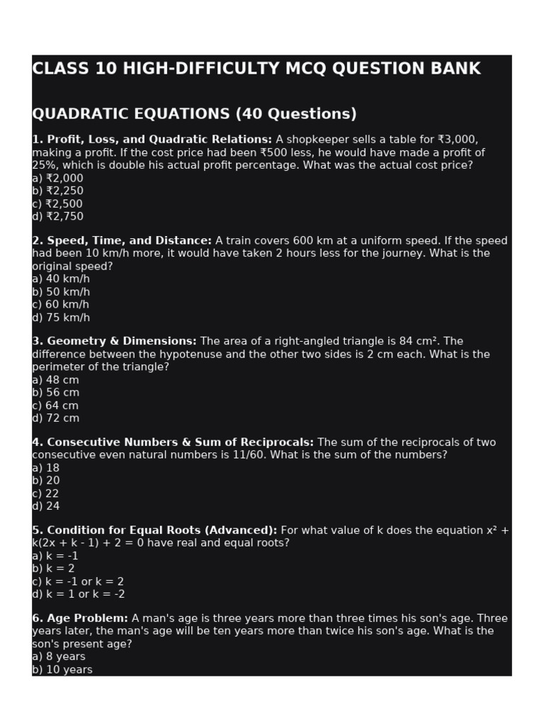 High Difficulty Math MCQs 55 | PDF | Area | Speed